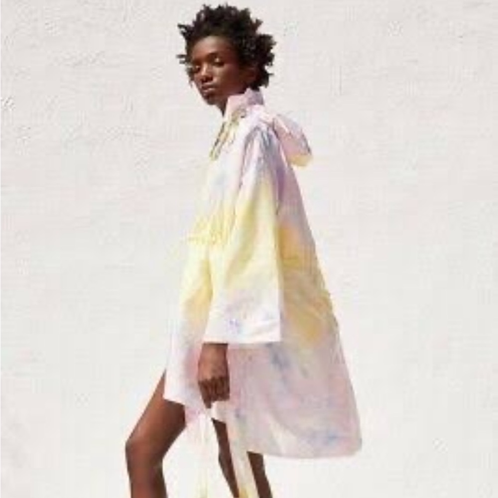 Tie-Dye Hooded Jacket with Yellow Accents